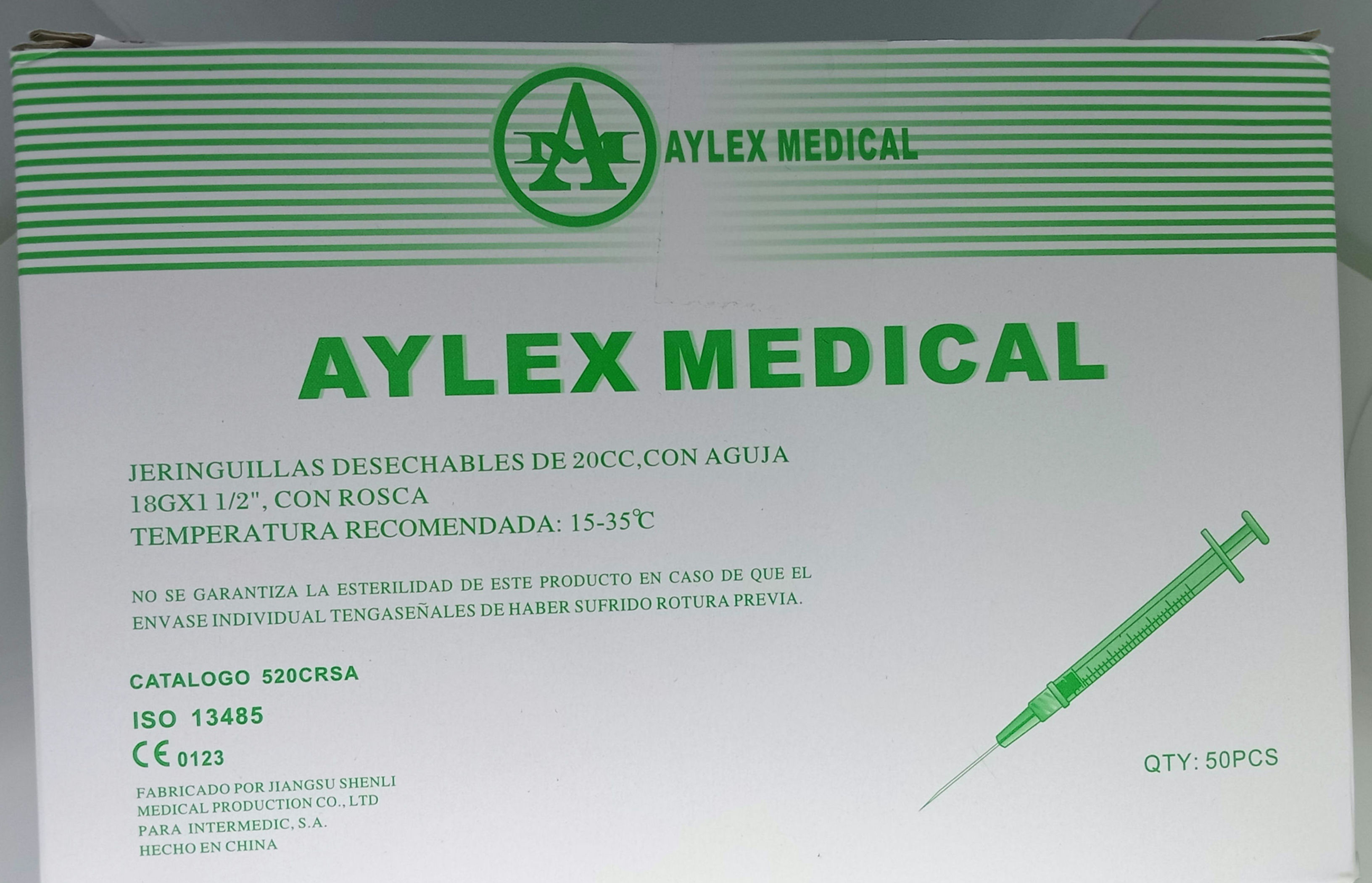  JERINGA AYLEX 20CC SIN AGUJA, CON AGUJA 18X11/2