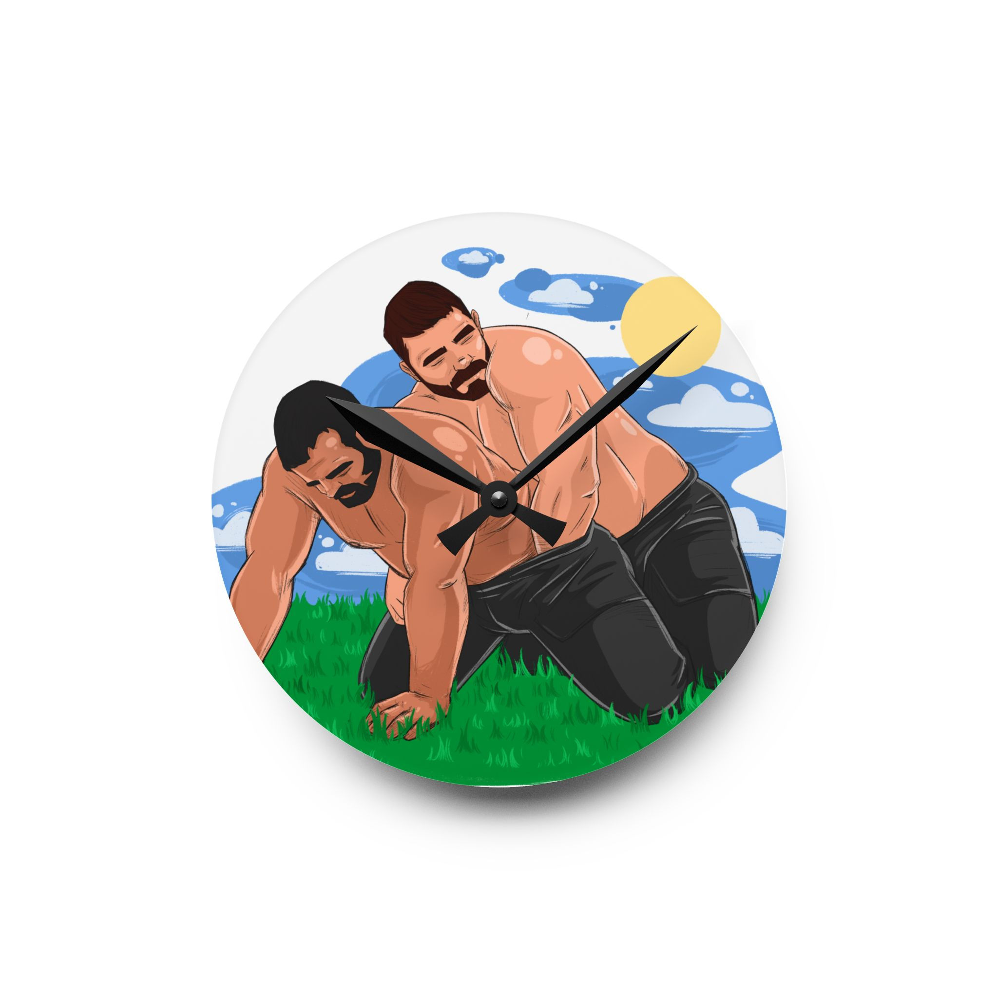 Wrestle Acrylic Wall Clock - Home Decor, Unique Gift, Modern Design, 