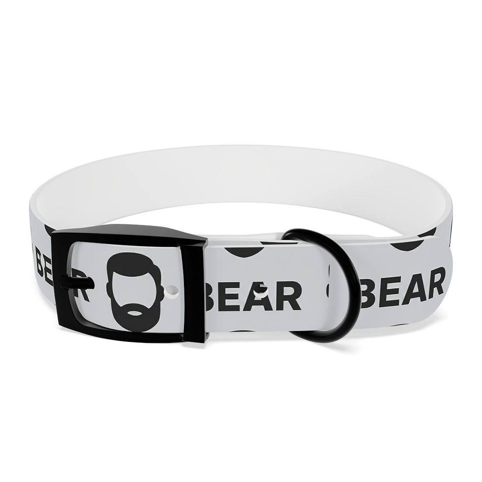 Thumbnail: Bold BEAR Text Dog Collar – Monochrome Stylish TPU Pet Collar