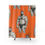 Thumbnail: Bearded Muscleman Pattern Shower Curtain — Retro Orange Bath Decor