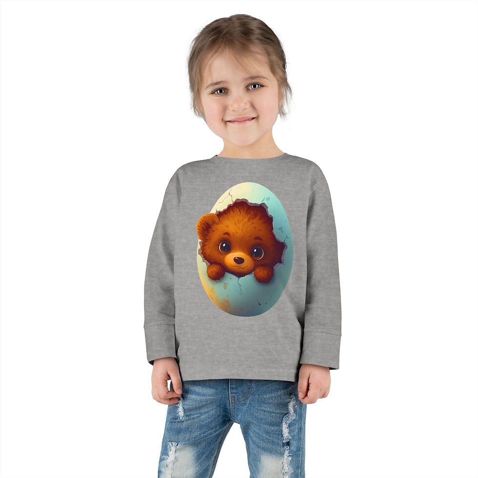 Thumbnail: Toddler Long Sleeve Tee with Cute Baby Animal Design, 