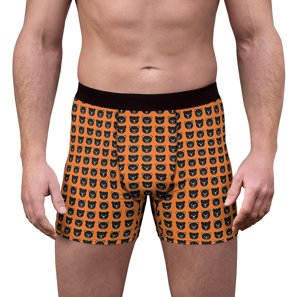 Thumbnail:  Bear Pattern Boxer Briefs — Black & White Cute Bear All-Over Print