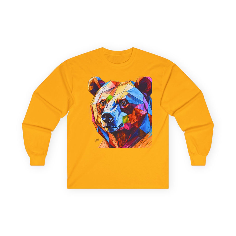 Colorful Bear Art Unisex Long Sleeve Tee, Vibrant Bear Shirt,