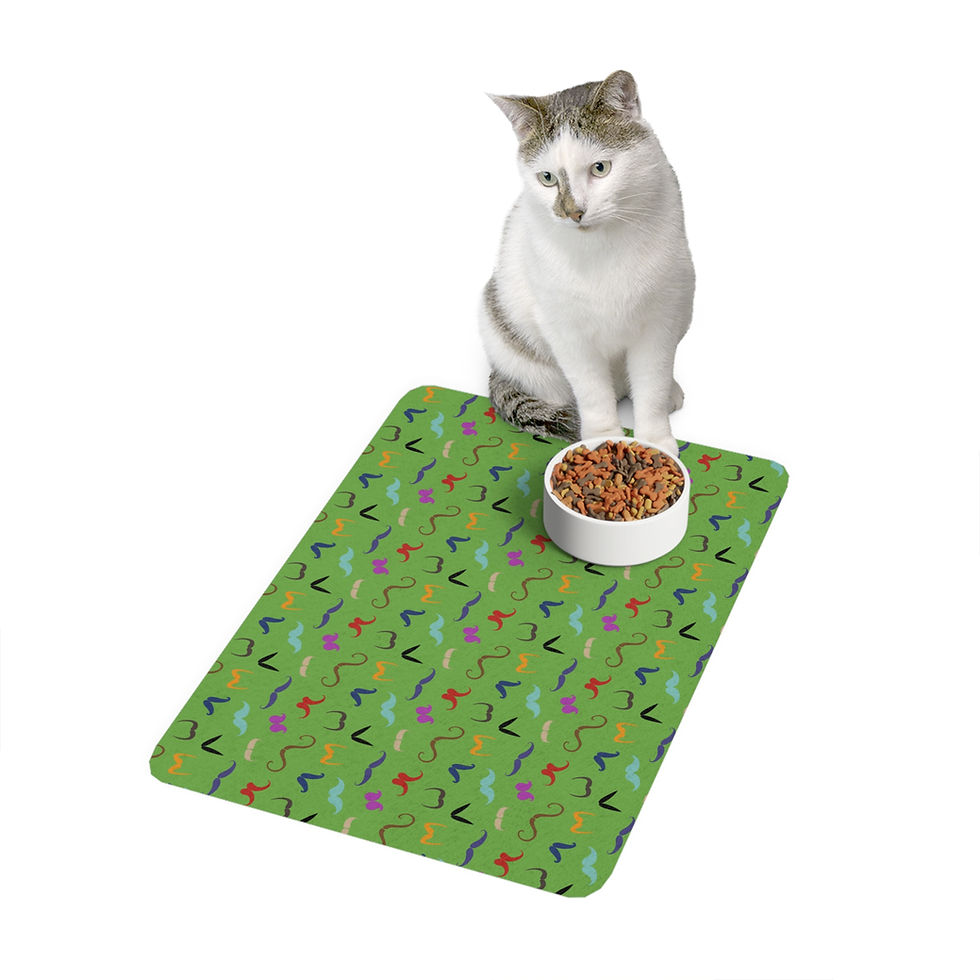 Thumbnail: Colorful Whiskers & Bow Tie Non-Slip Pet Feeding Placemat for Cats & Small Dogs