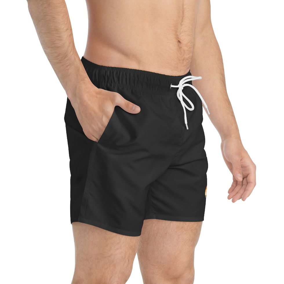 Thumbnail: Premium Black Swim Trunks with Minimal Bear Patch