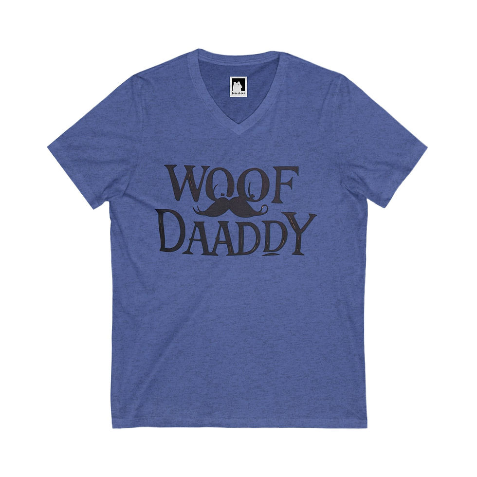 Thumbnail: Turcobear Woof Daaddy V-Neck Tee, Funny Dog Dad Shirt, Pet Lover Gift, 