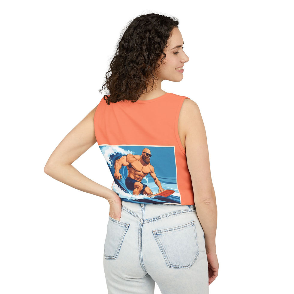 Thumbnail: Unisex Surfing Graphic Tank Top for Beach Lovers, Summer Apparel, 