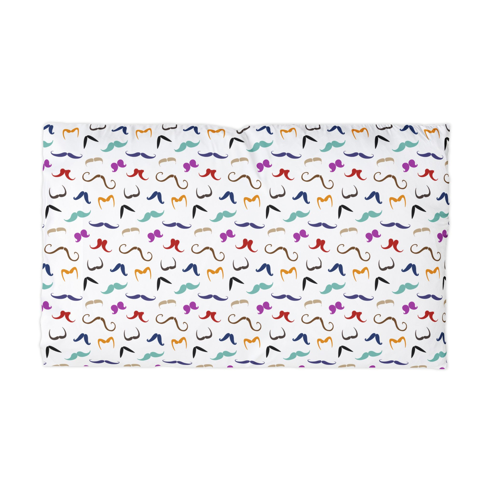 White Mustache Pattern Pillowcase – Soft Microfiber Decorative Pillow Cover