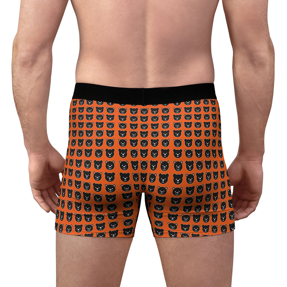 Thumbnail: Bear Pattern Boxer Briefs | Orange All-Over Print Men’s Soft Stretch Underwear