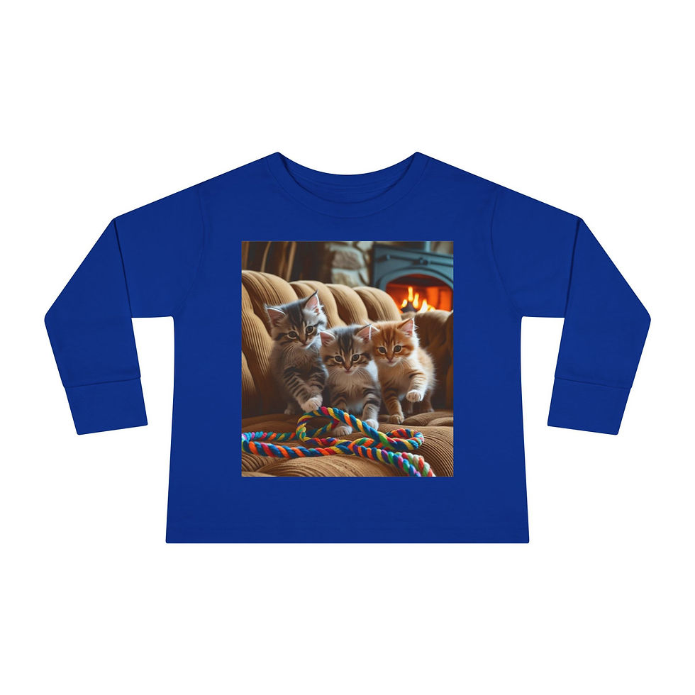 Thumbnail: Cozy Cat Lovers Toddler Long Sleeve Tee, Cute Toddler Shirt, Kitten Apparel, 