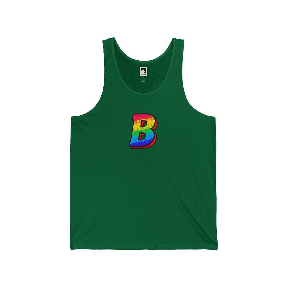 Thumbnail: Rainbow Initial Unisex Jersey Tank, Summer Casual Top, LGBTQ+ Apparel, 