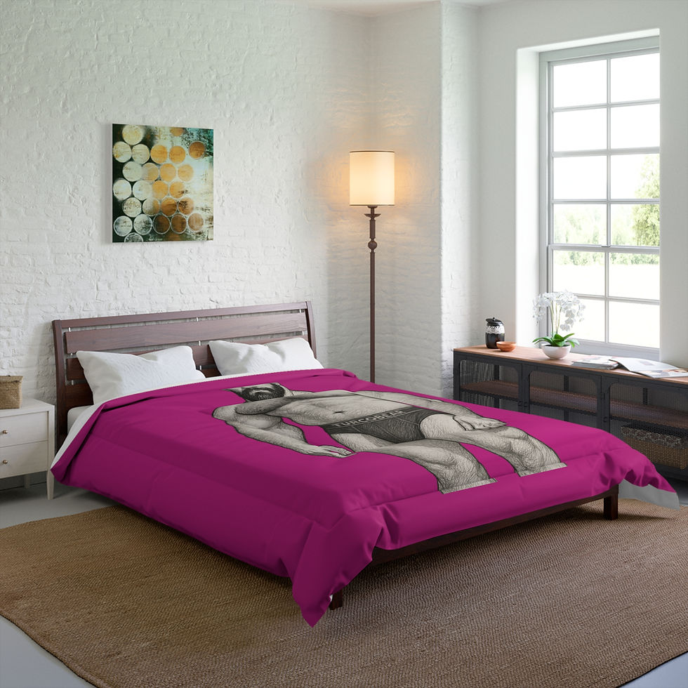 Thumbnail:   Bear Graphic Comforter — Bold Mustard Turcobear Illustration Bedding