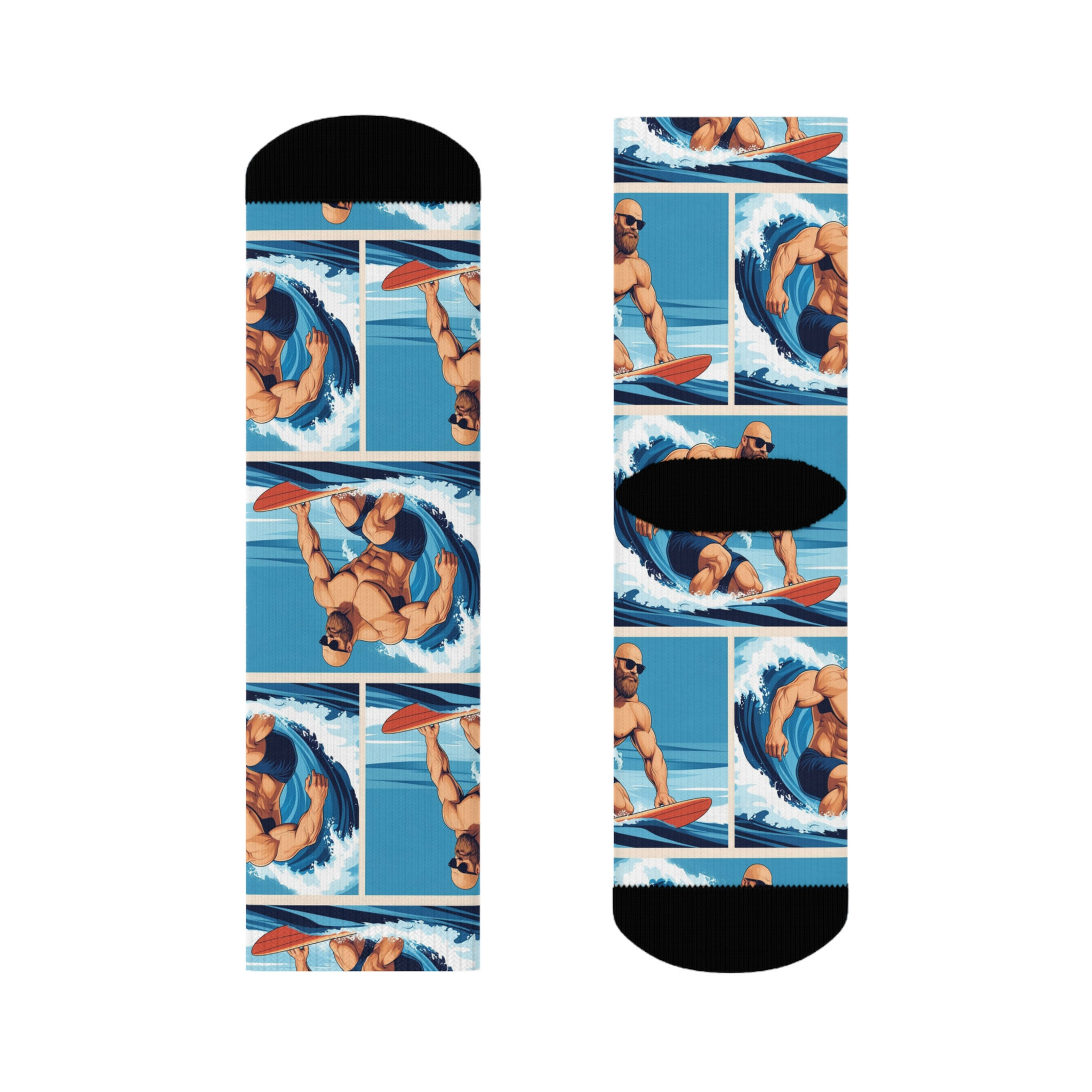  Surfing-Themed Crew Socks for Beach Lovers, Fun Gift for Surfers, 