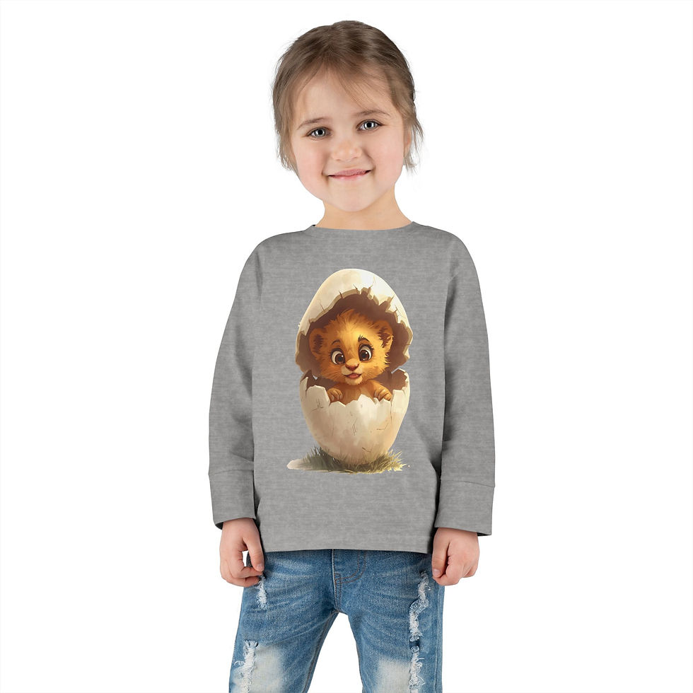 Thumbnail: Adorable Toddler Long Sleeve Tee with Cozy Baby lion cub Design, 