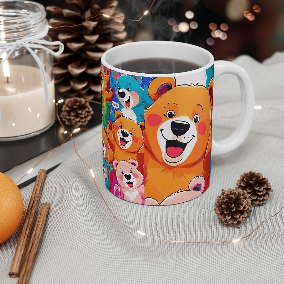 Thumbnail: Cute Cartoon Bear Mug, Fun Animal Coffee Cup, Kids Gift, Colorful Bear Mug, 