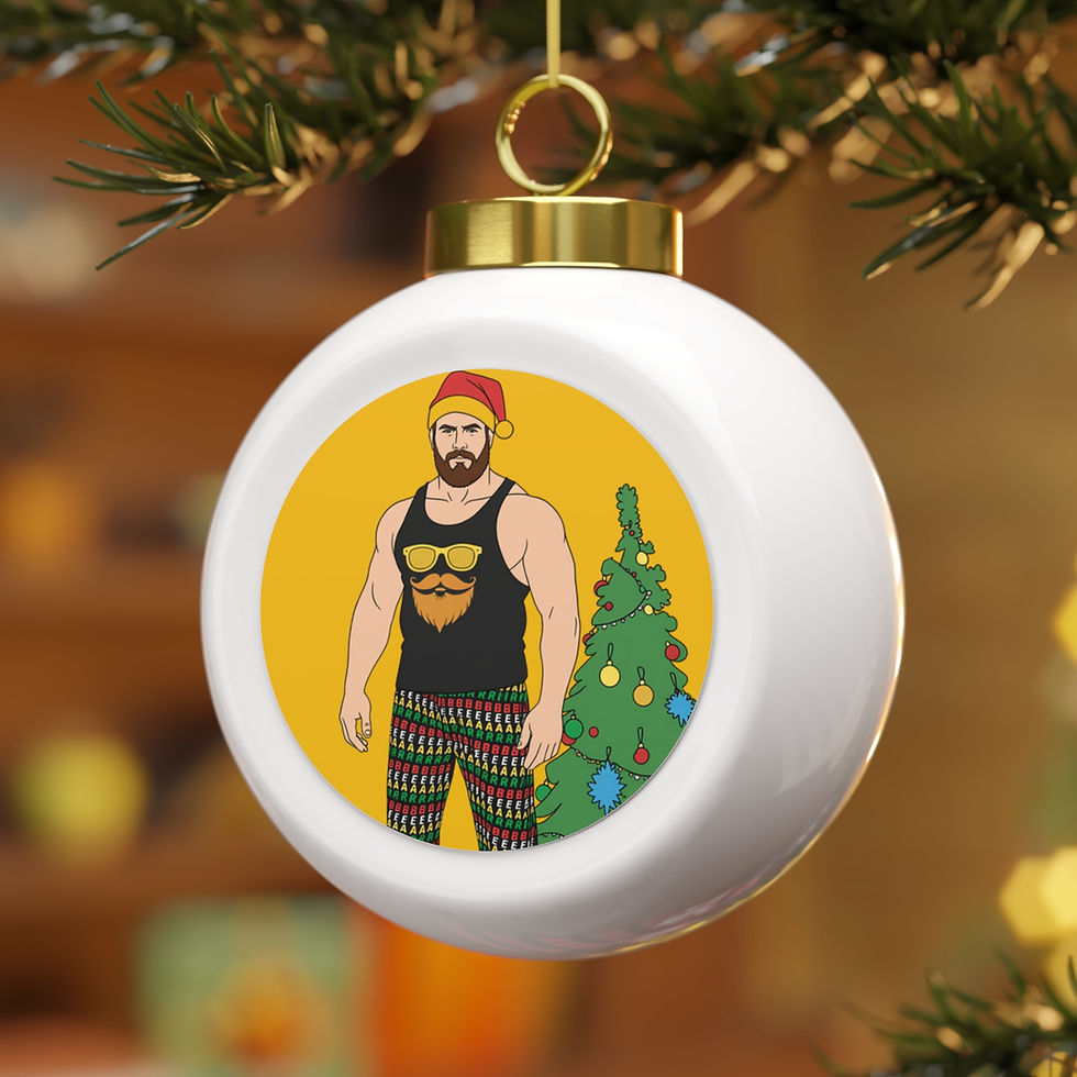 Thumbnail: Christmas Ball Ornament with Fun Designs, Holiday Decoration, 