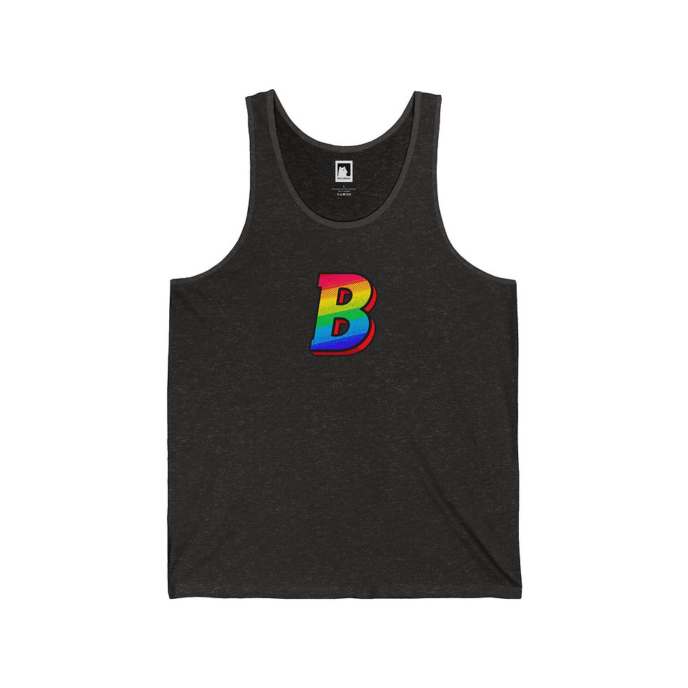 Thumbnail: Rainbow Initial Unisex Jersey Tank, Summer Casual Top, LGBTQ+ Apparel, 