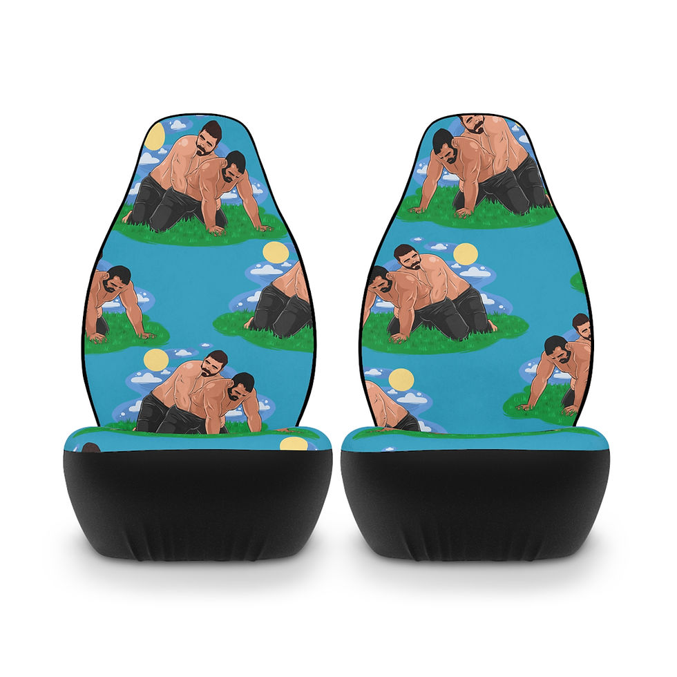 Thumbnail: Whimsical Polyester Car Seat Covers with Fun Beach Illustration,
