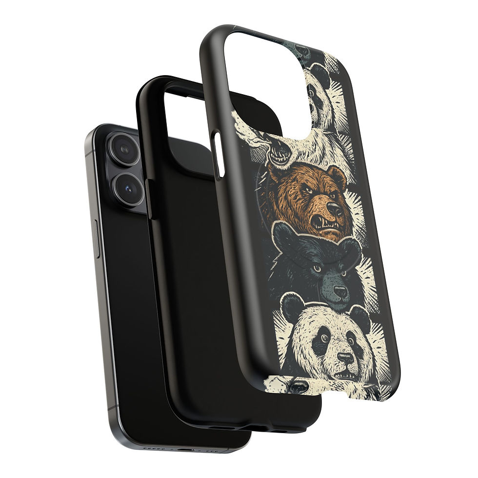 Thumbnail: Wildlife Tough Magnetic Phone Cases - Bear and Panda Design, 