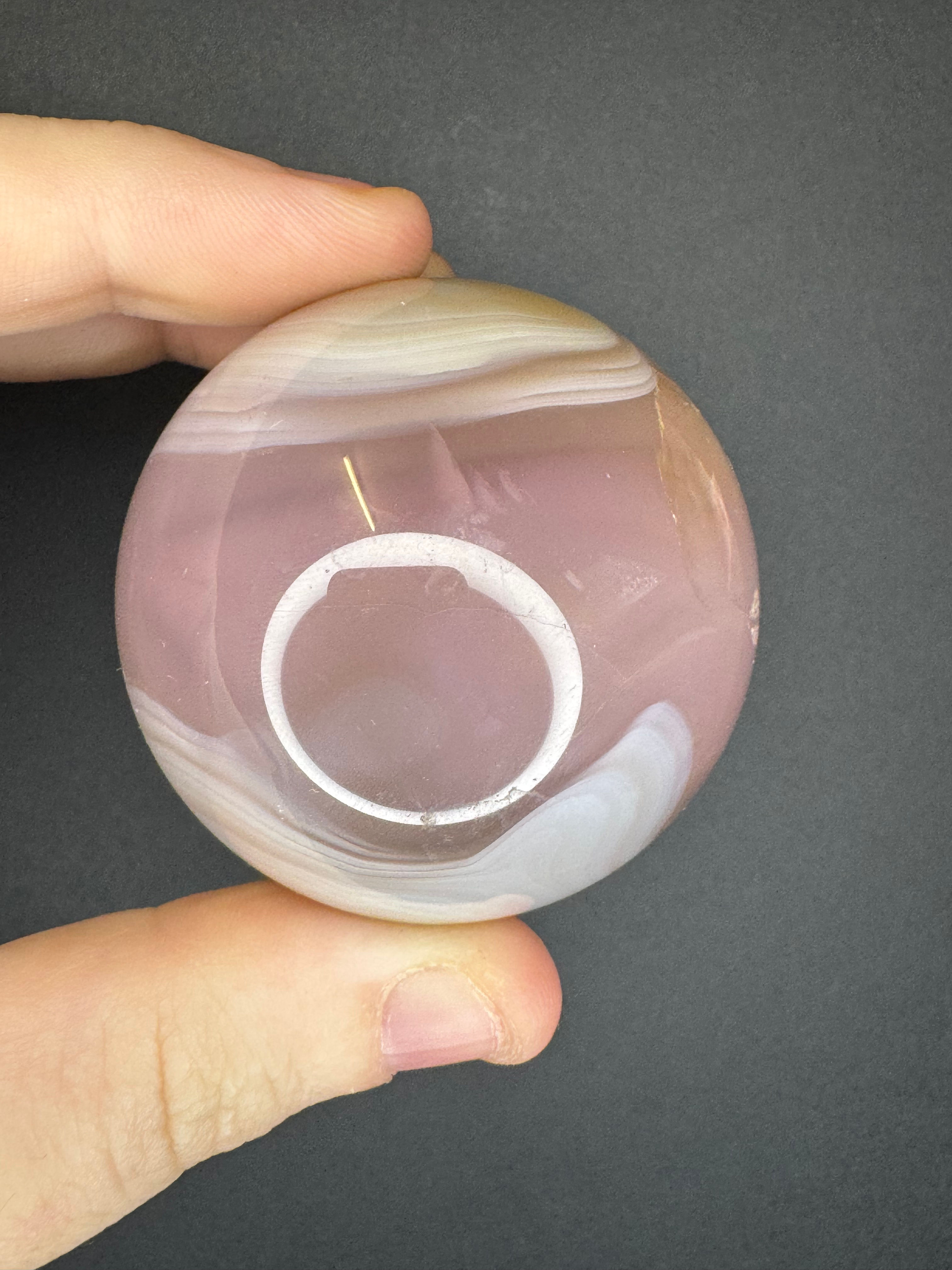 Pink jelly agate sphere natural colour 148g pjs7