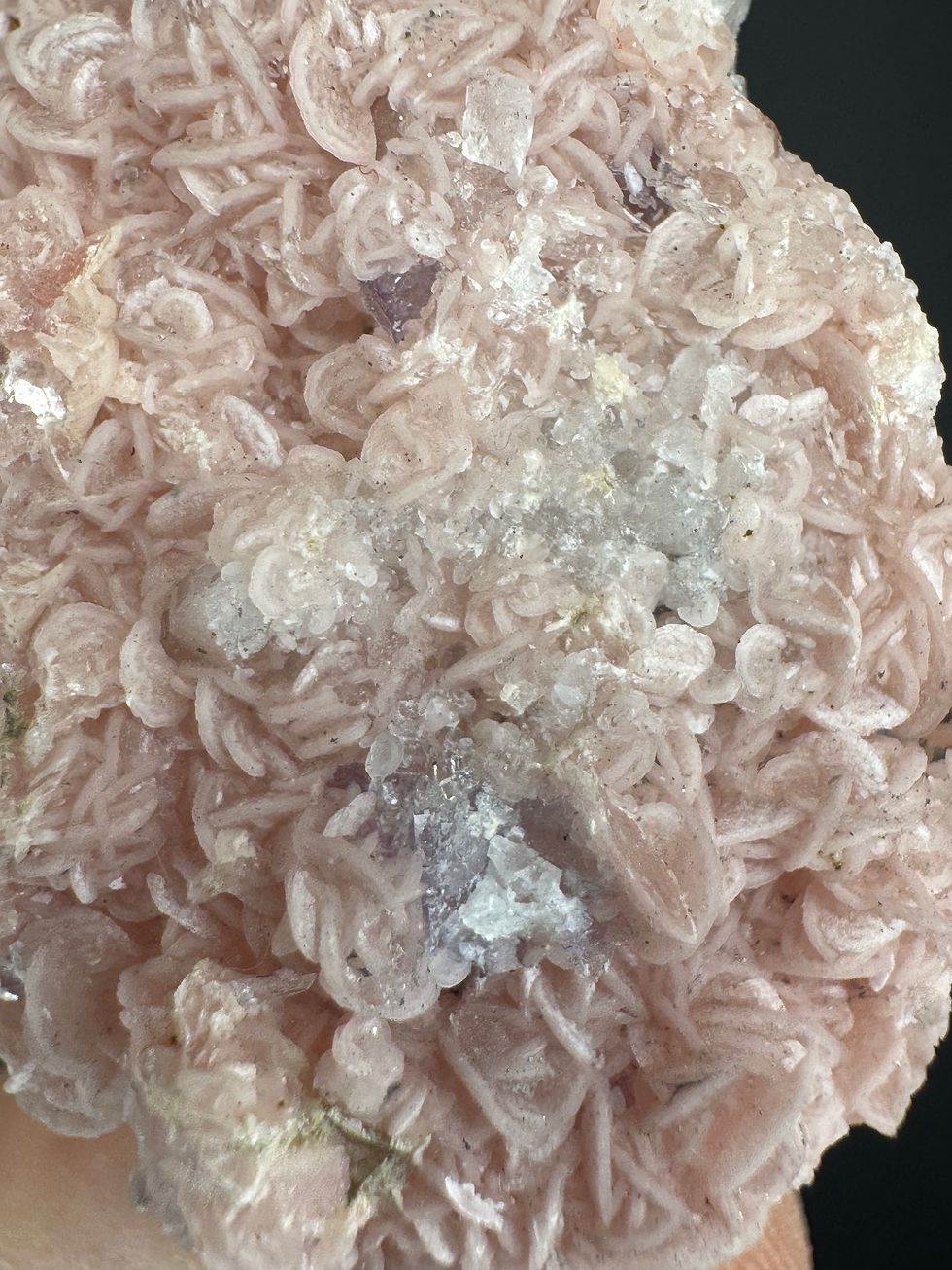 Thumbnail: Petal Rhodochorisite on clear quartz 31g prs12
