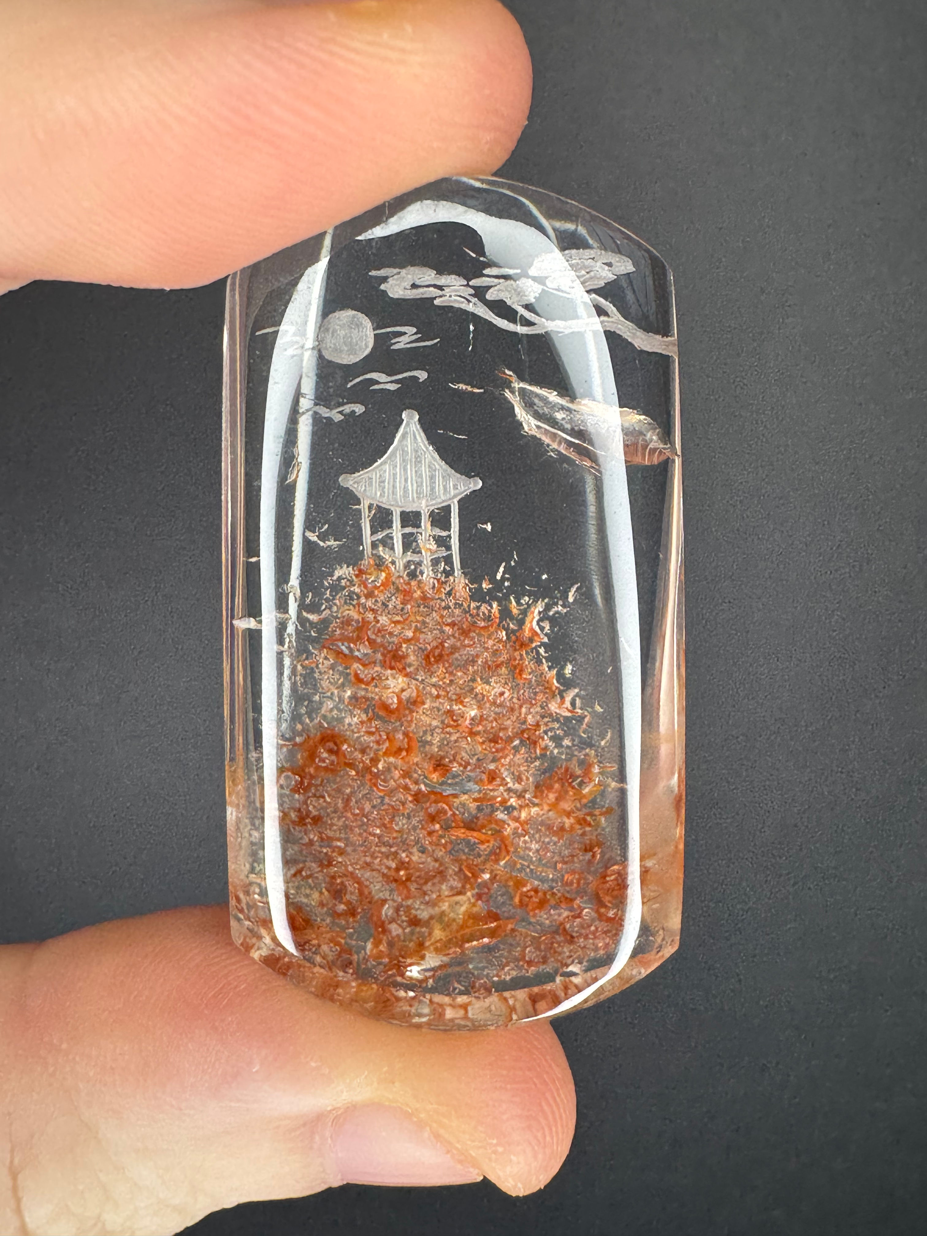 Garden quartz laser engraved temple gql3