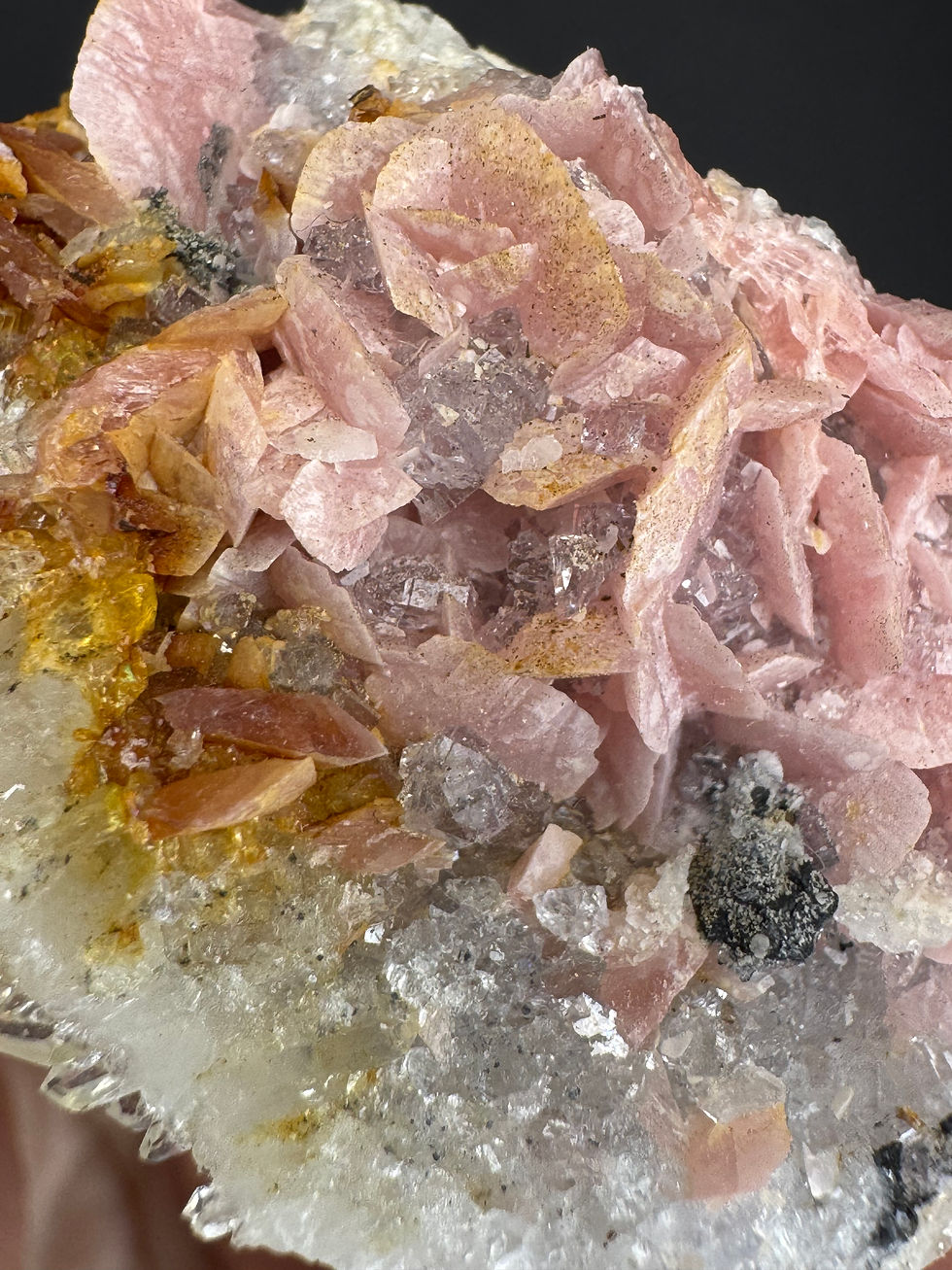 Thumbnail: Petal Rhodochorisite on clear quartz 39g prs8