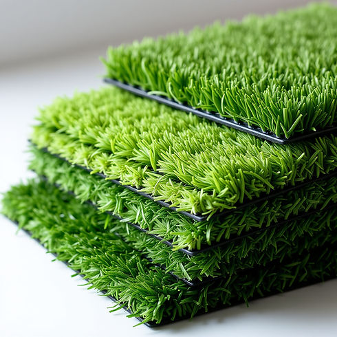 stack of samples of different types of artificial turf, only shades of green.jpg