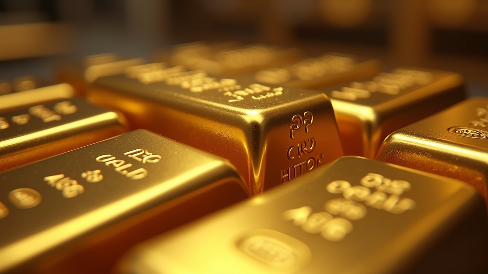 Eye-level view of a gold bar display at a reputable dealer