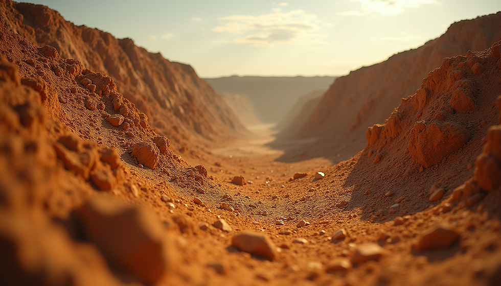 Eye-level view of a gold mine excavation site in Africa