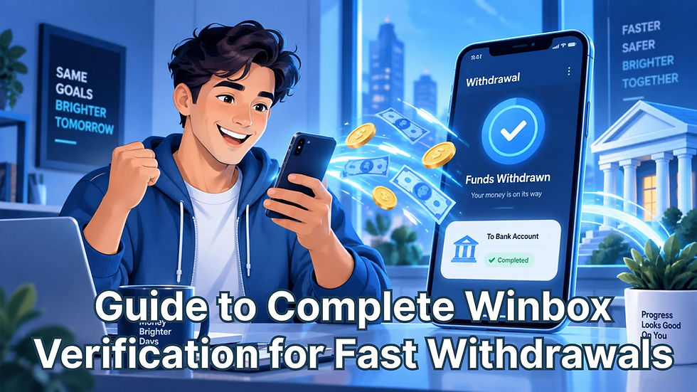 A Winbox player smile happily because he successfully withdrawn money in short time after verification