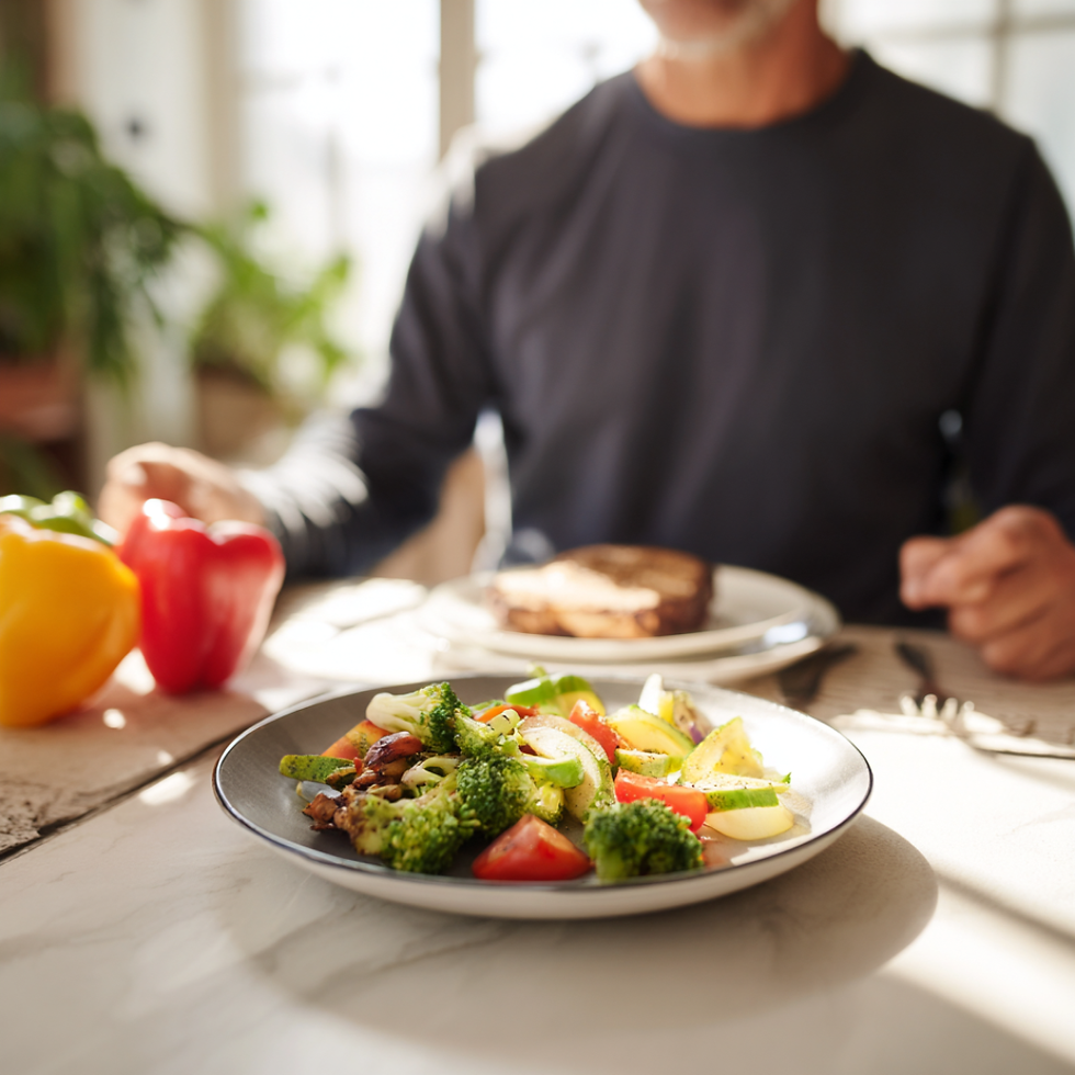 Balanced whole food meal supporting stable energy, blood sugar, and porn addiction recovery