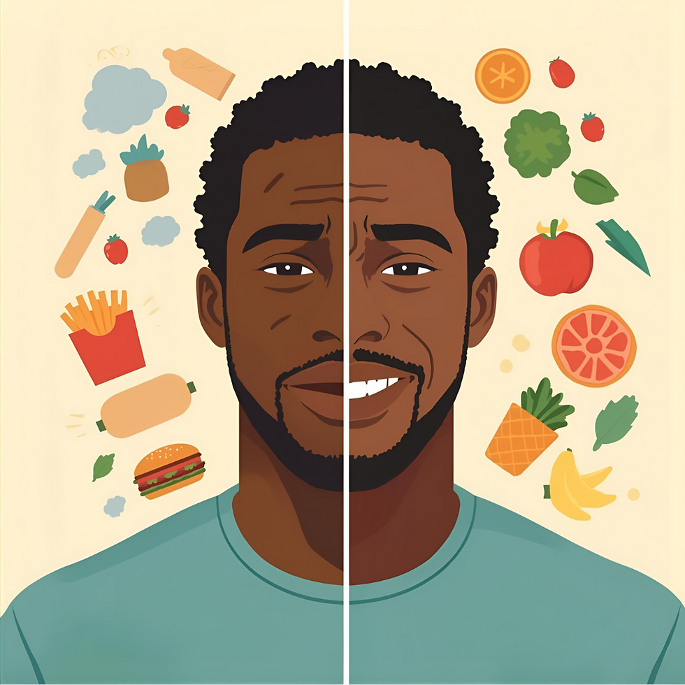 Blood sugar spikes and crashes illustrated as a rollercoaster, linked to mood swings and porn cravings