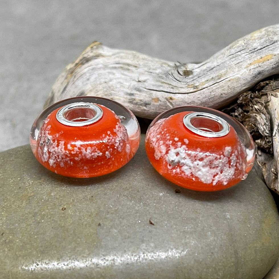 Thumbnail: Cremation Ash 'Pandora Style' Glass Beads w/Sterling Silver Grommets