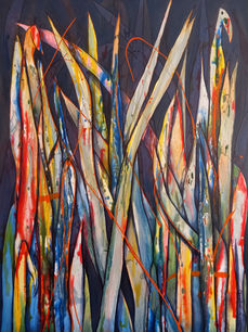 Harakeke NZ Flax Leaves colourful abstract