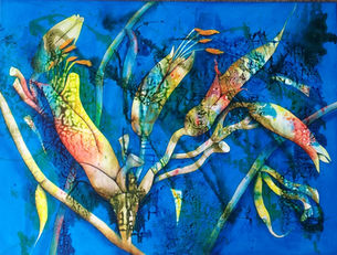 A3 Giclee Print New Zealand flax flowers colourful abstracted style