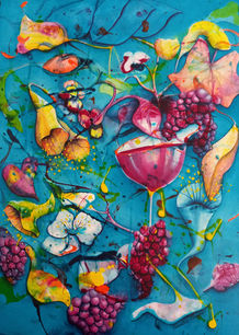 Colourful Painting - Acrylic - Flowers - grapes - abstract