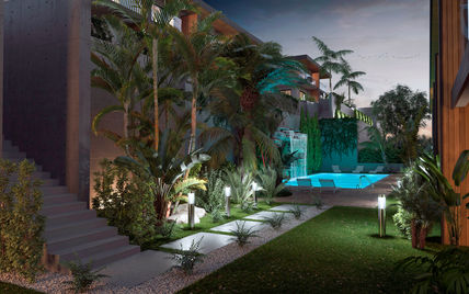 3ds max, 3d modeling, 3d designs, 3d animation, texturing, 3d render, corona render, photoshop, 3d artist Çağdaş Duyal, exterior, villa, garden, landscape, landscape design, pedestrian pathway, pool.