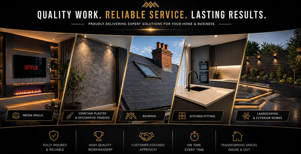 Bespoke Interiors & Exteriors home improvement services including media walls, roofing, pergolas, kitchens, decorating and prergolas