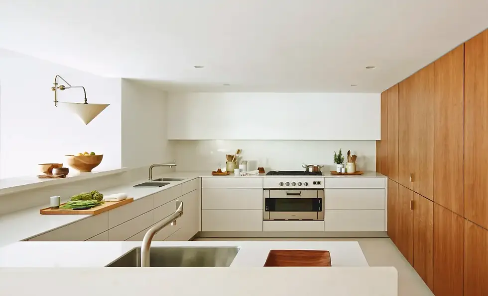 As cozinhas em U devem sempre ter uma abertura ampla para garantir uma boa circulação.