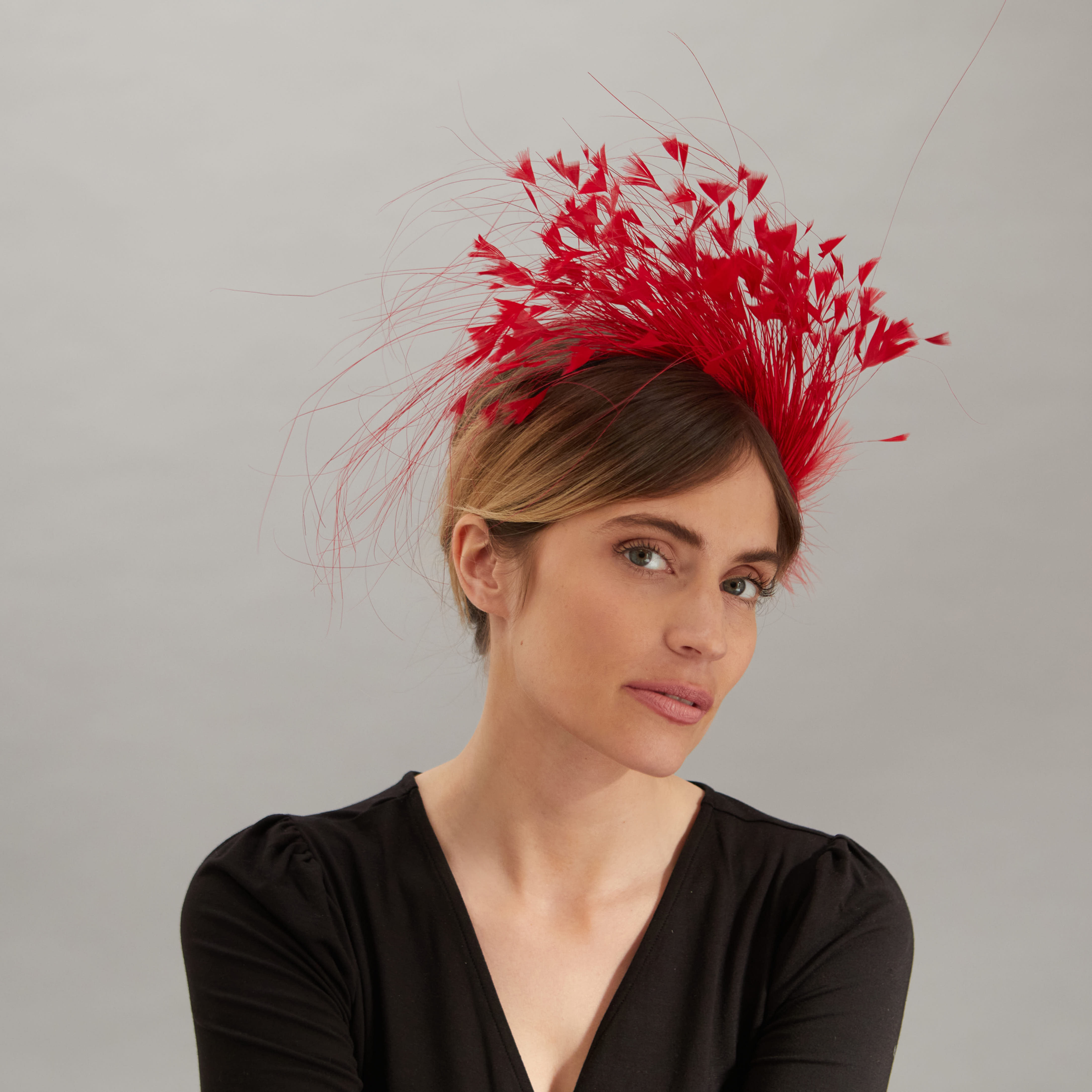 Red feather spray headband - Charlize 