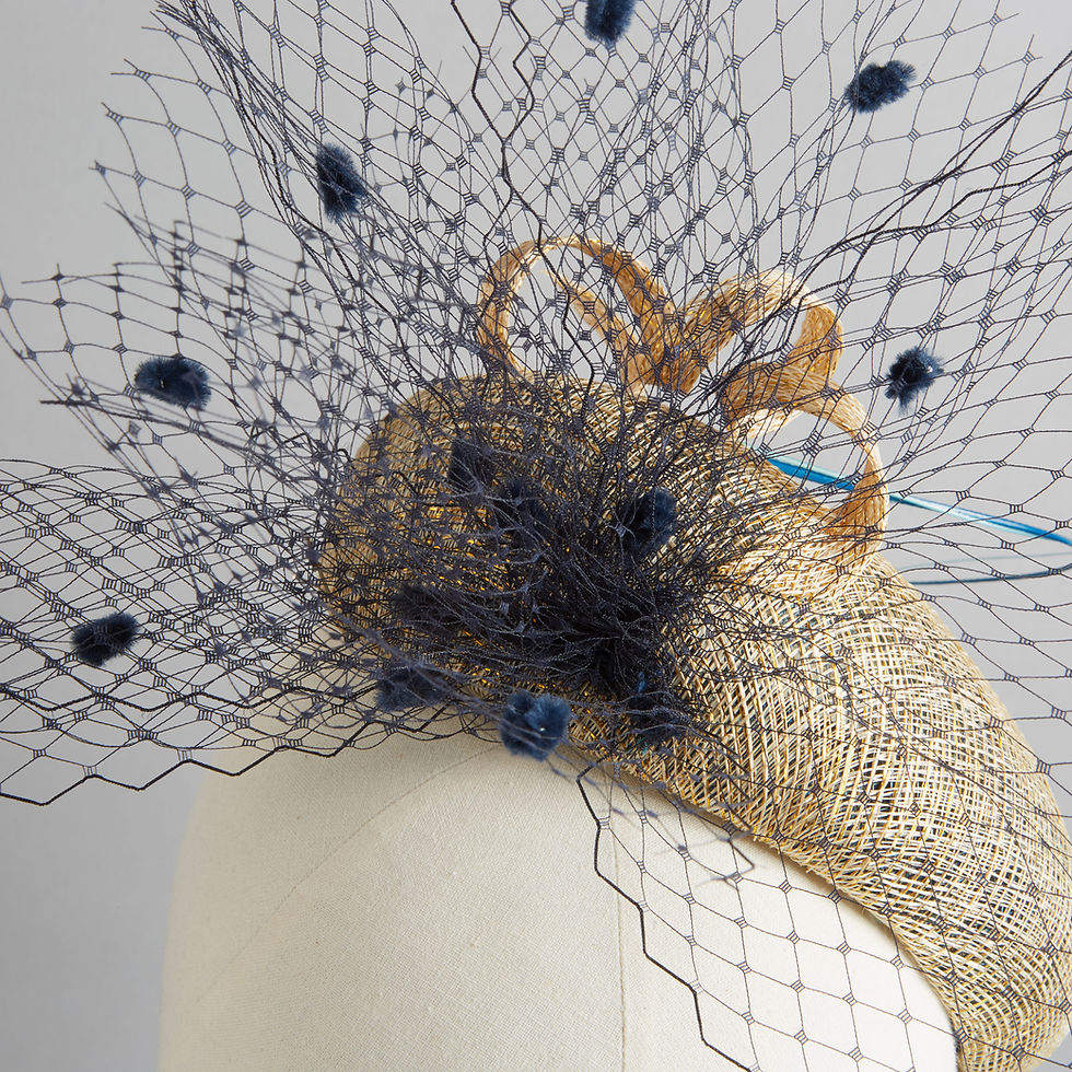 Miniatura: Gold and Navy Cocktail Hat - Lucille, by Judy Bentinck