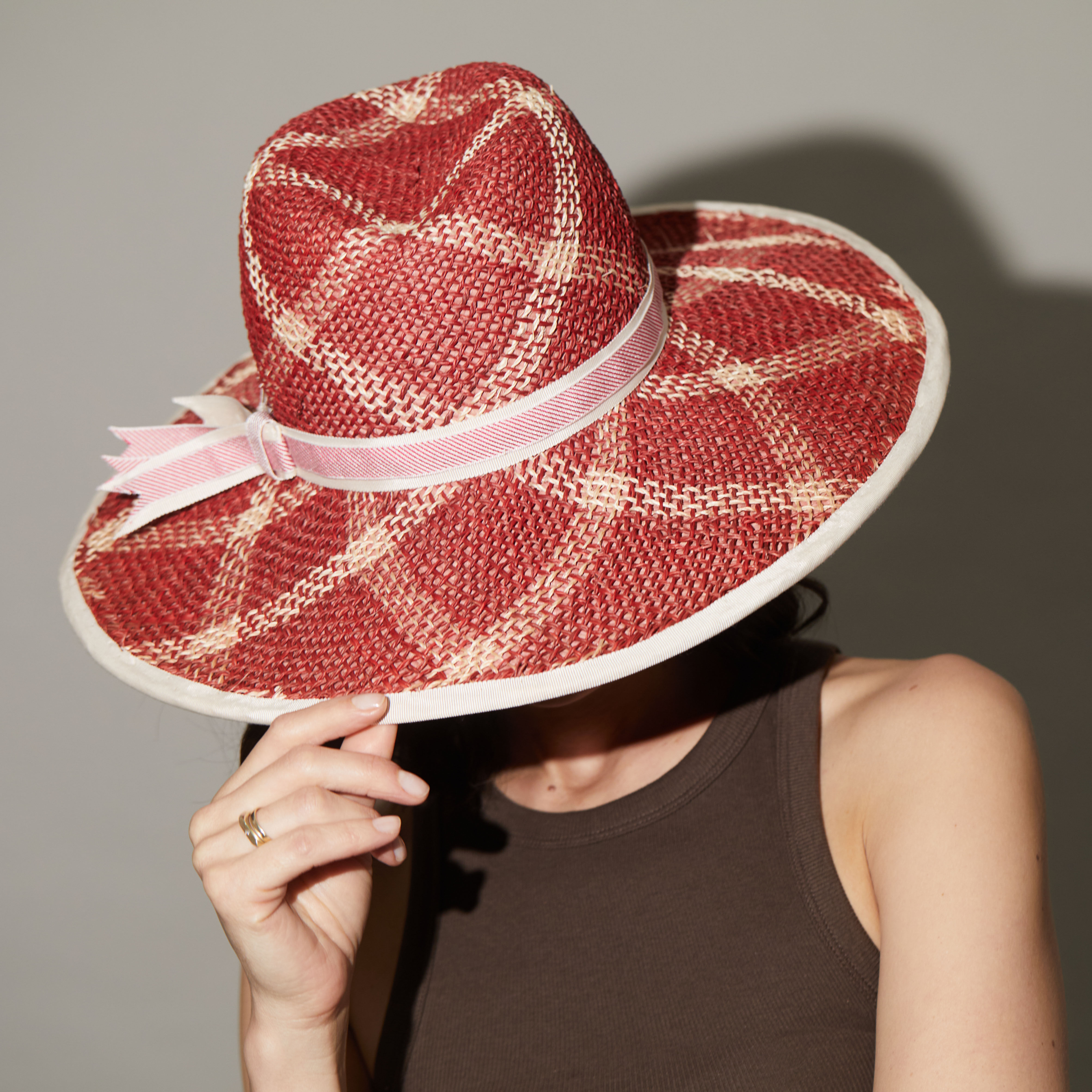 Rust-red straw trilby - Nancy by Judy Bentinck