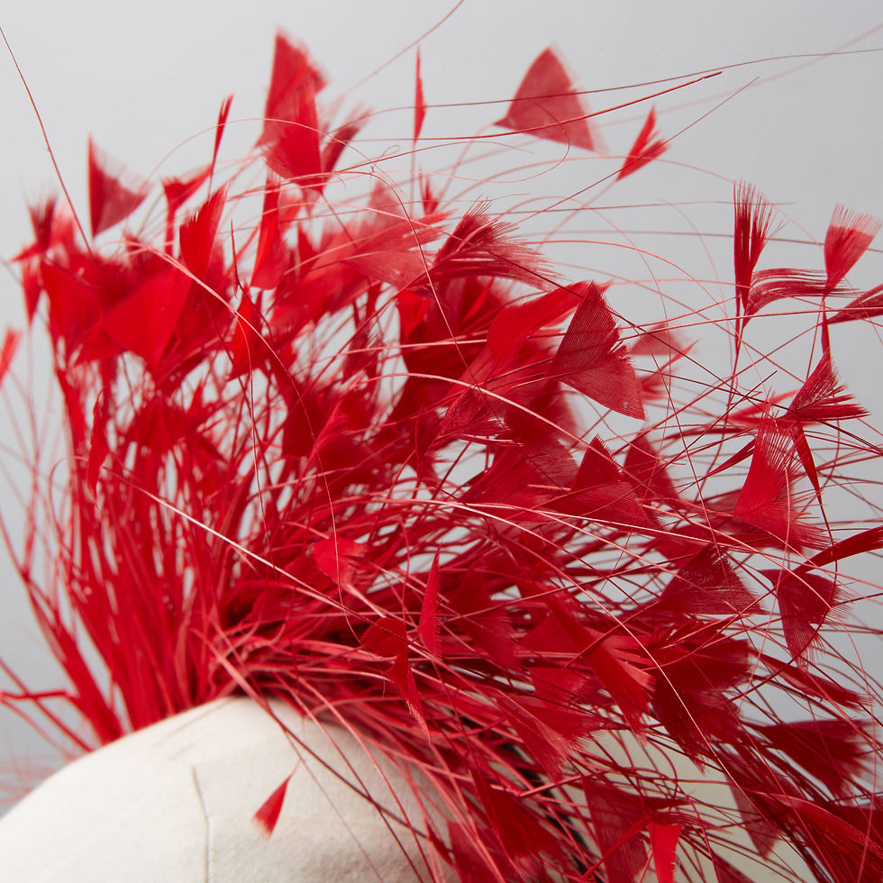 Miniaturbild: Red feather spray headband - Charlize, by Judy Bentinck