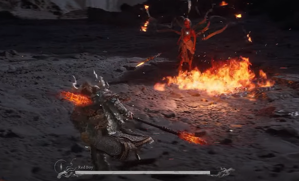 Wukong in action wearing the bull king set versus Red Boy in chapter 5
