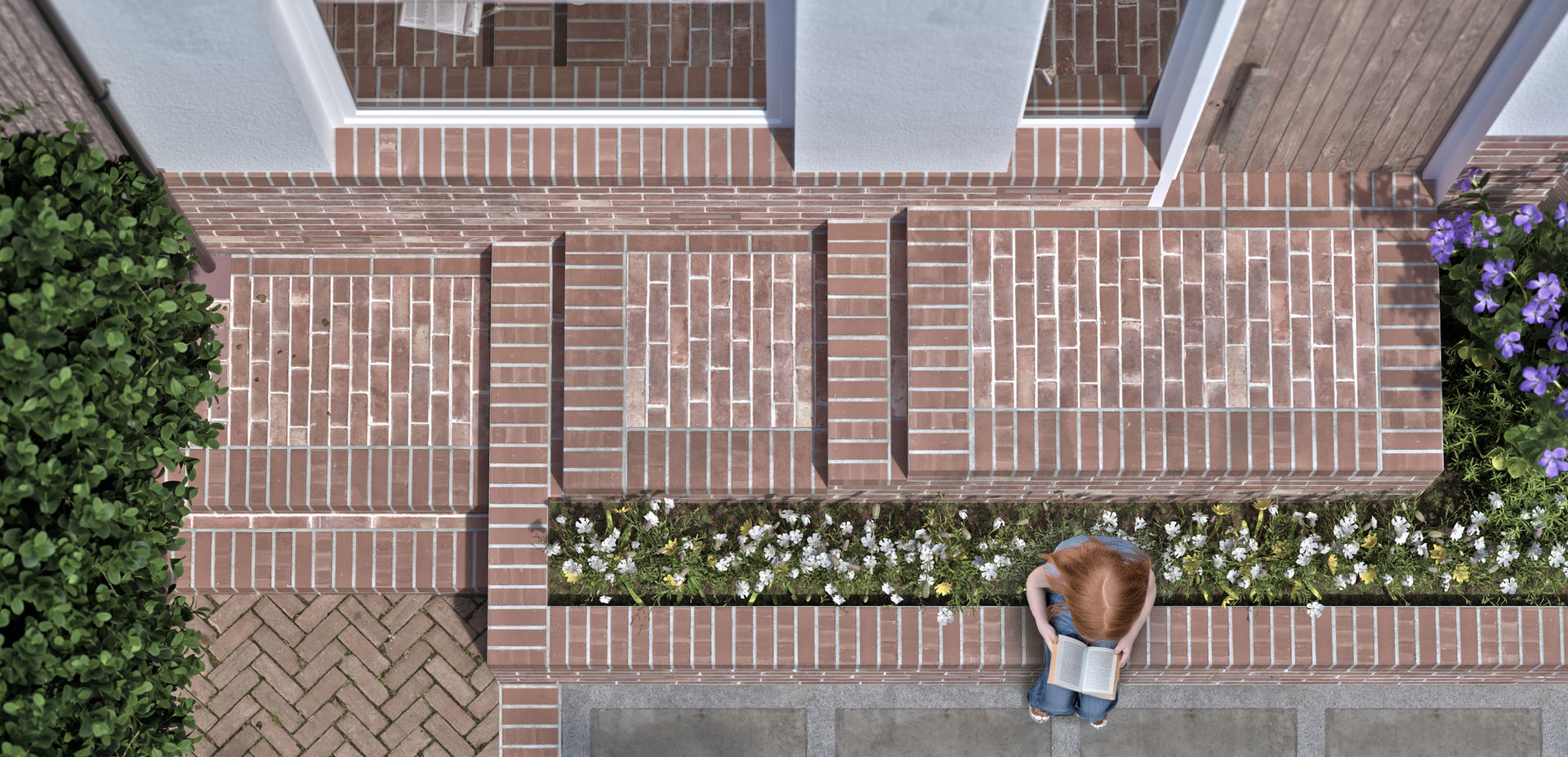 Detail of the proposed access stairs, extended parking area and green planters by Studio Roundhouse - a house renovation and extension architect in Bromley, South London.