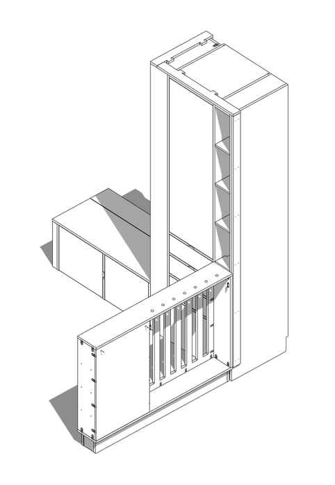 A 3D model of the residential fit out furniture in South London by Studio Roundhouse.