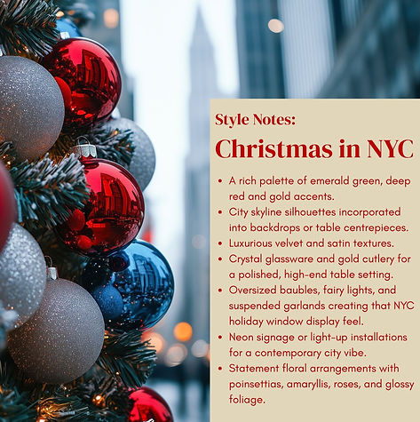 NYC at christmas, christmas decor theme, marvelle christmas, christmas party