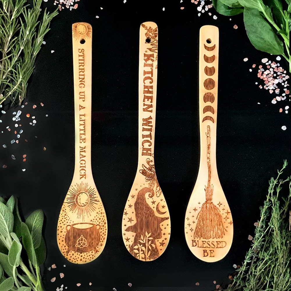 Witchy Decor Yule Bamboo Wooden Spoon Large Eco-Friendly Kitchen Witches Pagan G