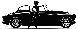 A sleek and modern logo featuring the silhouette of a female model striking a pose, integr